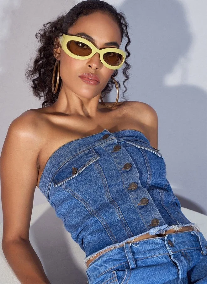 SASSAFRAS Denim Tube Top For Women
